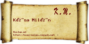 Kósa Milán névjegykártya