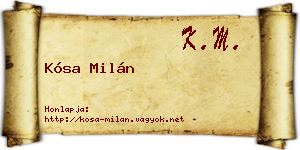 Kósa Milán névjegykártya